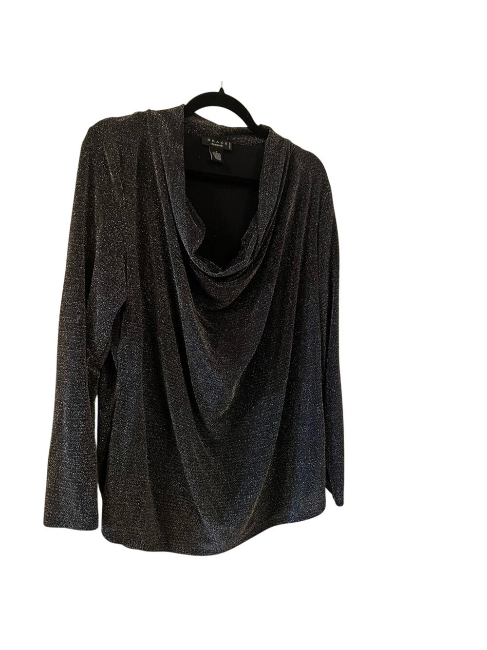 Pewter Shimmer 3/4 Sleeve Cowl Neck Top Size 1X